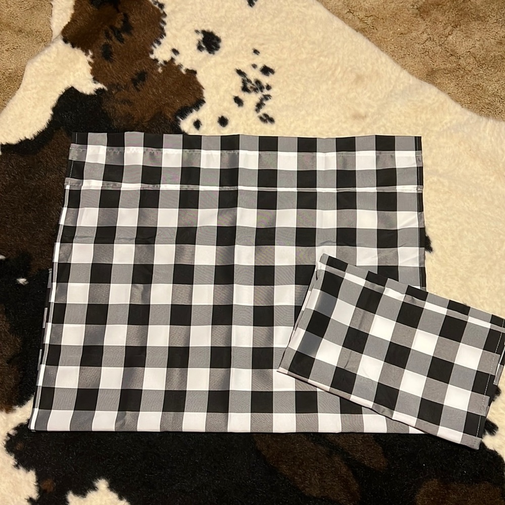 Black and white buffalo check curtain set of 2